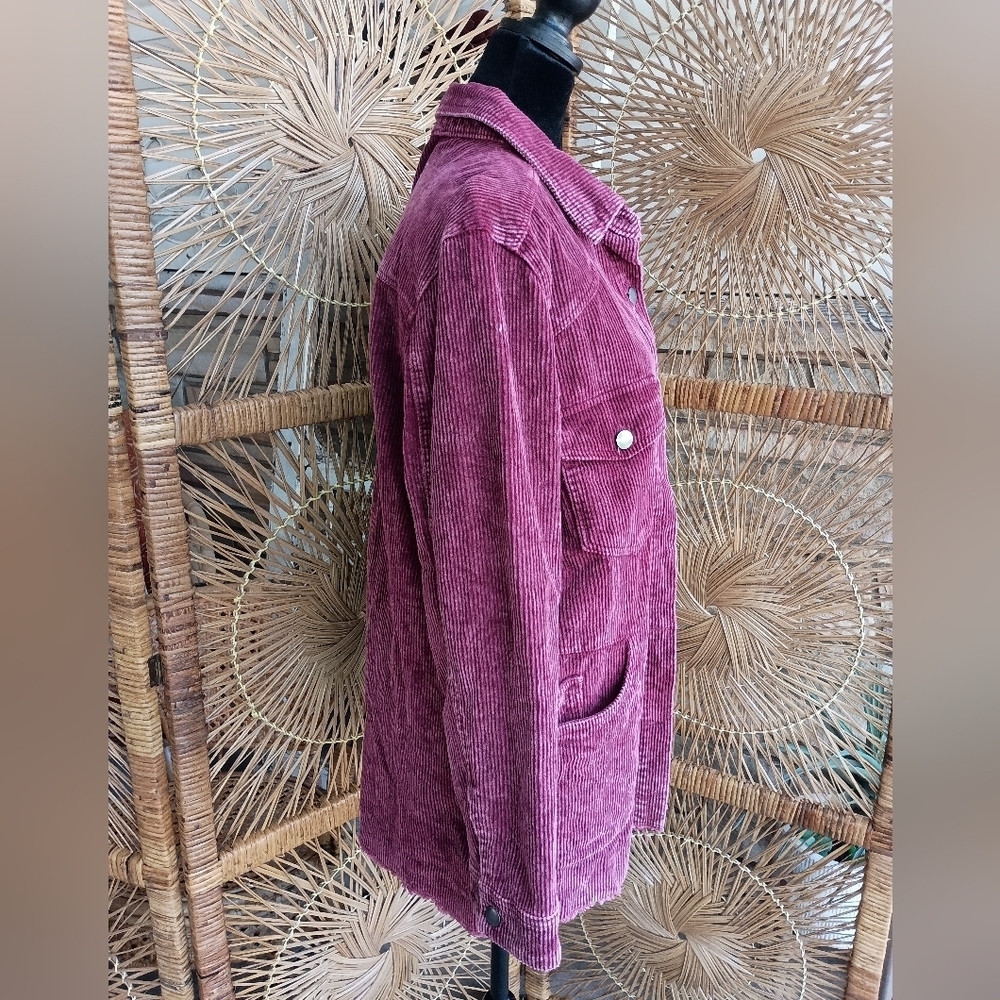 She + Sky Women's 100% Cotton Maroon Corduroy Shacket_ Med - Picture 5 of 10